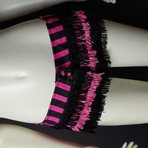 Serious Brand Women's Velcro Closure Hot Pink & Black Micro Mini Skirt Sz Medium